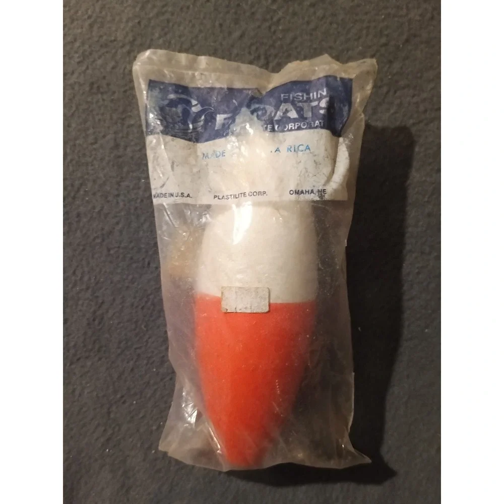Vintage Plastilite QPBW96C Fishing Float Bobber White Orange Made in USA New Old